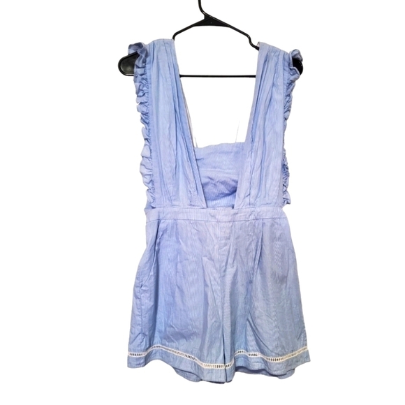 6 Shore Road Pants - 6 Shore Road by Pooja Blue Short Romper Shoulder Straps with ruffle Size Med